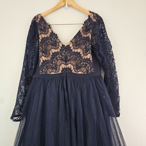 City Chic Womens Sz 12 Dark Navy Lace Tulle Evening Cocktail Maxi Dress NWT - Picture 10 of 14